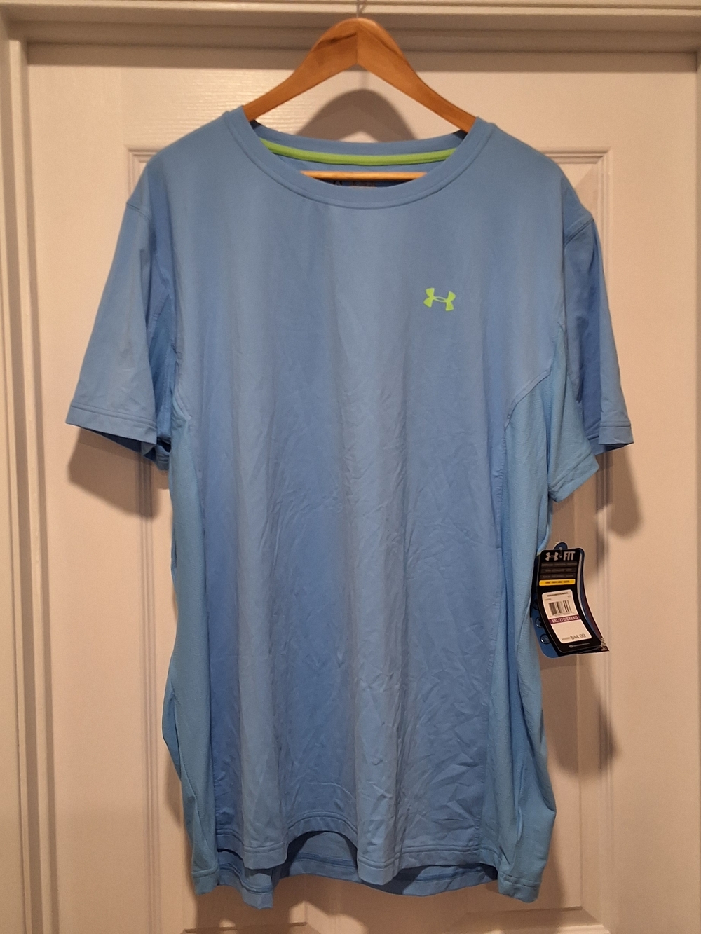 Under Armour Light Blue Short Sleeve Athletic Tee with Neon Green Logo